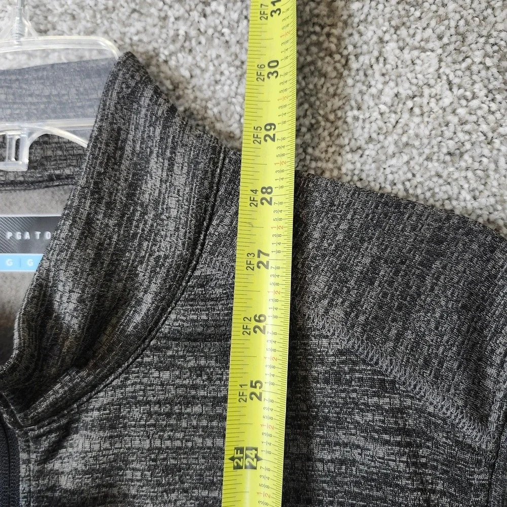PGA TOUR Vest Mens Large Gray Caviar Heather Full Zip Fleece Golf Layer